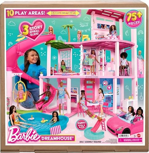 Barbie DreamHouse, Doll House Playset with 75+ Pieces Including Toy Furniture & 3-Story Pool Slide, Pet Elevator & Puppy Play Areas - Dreamhouse thumbnail 7