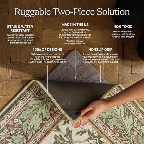 RUGGABLE Machine Washable Christmas Runner Rug – Juniper Multicolor 2.5x7, Neutral, Stain-Resistant, Non-Slip – Washable Rug for Hallway, Entryway, Living Room & Kitchen–with Standard Pad thumbnail 7