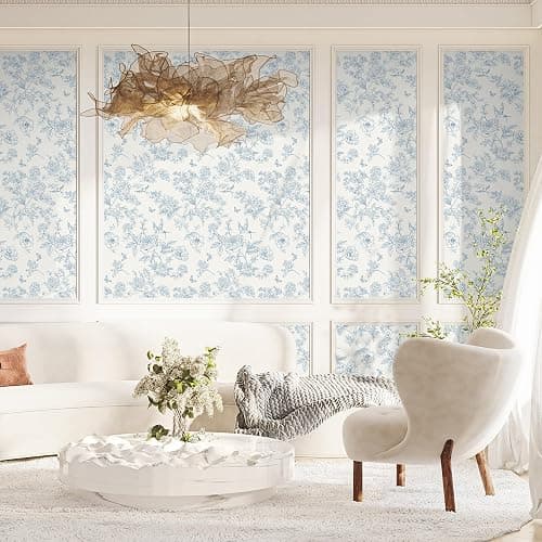 Floral Peel and Stick Wallpaper- Blue and White Vintage Flowers Contact Paper for Bathroom, Bedroom - Boho Removable Self Adhesive Vinyl Wall Paper for Decor Shelf Linings and Cabinets,17.3" x 78.7" thumbnail 5