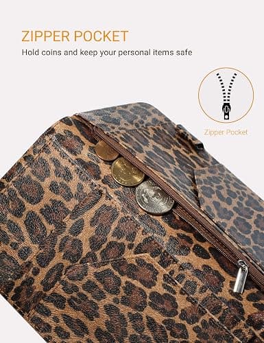 Server Book for Waitress Book with Zipper Pocket, 5x9 Leopard Magnetic Closure Server Wallet with Money Pocket and Zipper Pouch, Restaurant Waitstaff Organizer Fit Server Apron thumbnail 5