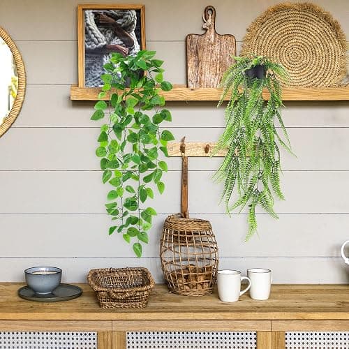 Der Rose 6Pcs Fake Plants Hanging Artificial Vines Faux Hanging Plants for Bookshelf Bathroom Kitchen Outdoor Decor Indoor thumbnail 6