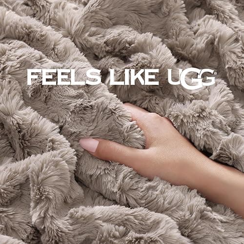 UGG Adalee Faux Fur Throw Blanket Luxury Lightweight Cozy Soft Throw for Couch Bed or Chair Hypoallergenic Machine Washable Double-Sided Fluffy Blanket Home Decor, 50-inch x 70-inch, Oyster Brown thumbnail 4