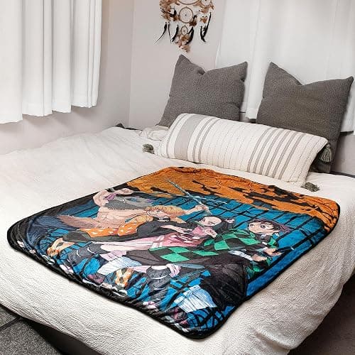 Demon Slayer Oversized Plush Throw Blanket | Cozy Sherpa Cover for Sofa, Bed | Super Soft Fleece Blanket | Official Anime Manga Collectible | 45 x 60 Inches thumbnail 7