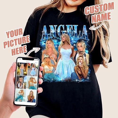 Mit & Mia Custom Bootleg Rap Tee Shirt for Boyfriend Girlfriend Custom Face Tshirt Vintage Graphic Shirt Gift Idea Birthday thumbnail 3