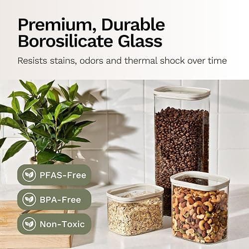 Naked Kitchen 20-Piece Food Storage Containers with Lids – Stackable BPA-Free Borosilicate Glass Pantry Storage Containers with Leak-Resistant Airtight Seal for Kitchen & Pantry Organization – Black thumbnail 5