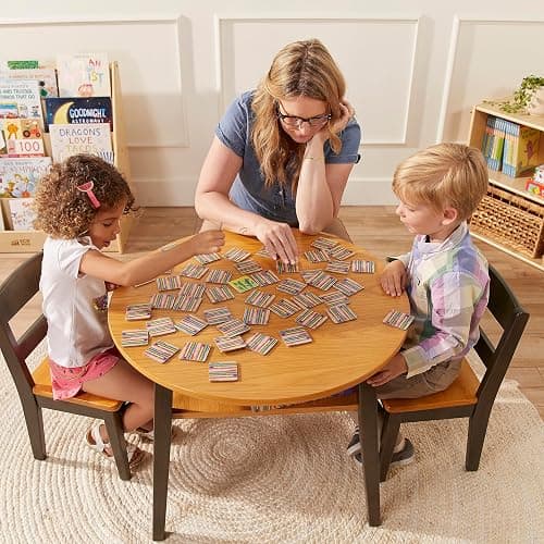 ECR4Kids Hideaway Table and Chair Set, Kids Furniture, Honey/Grey Wash, 3-Piece thumbnail 11