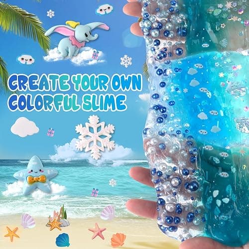 3 x 100mL Blue Slime Kit for Girls & Boys: Includes Clear, Water & Pearl Bead Crunchy Slime, Sensory Experience DIY Slimes Set, Slimes Party Favors for Kids Birthday Easter Halloween Teens Gift thumbnail 3