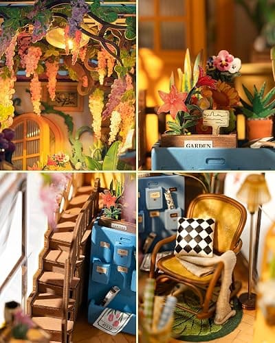 Rolife DIY Book Nook Kits for Adults-Garden House Bookshelf Insert Booknook-3d Puzzle Dollhouse Room Decor for Teen Girls Boys Women Men thumbnail 6
