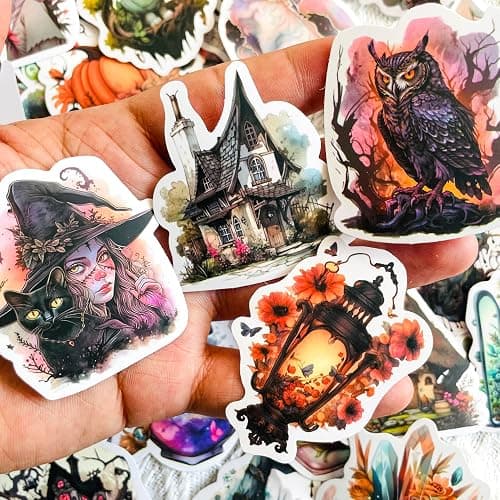 Yoksas 50Pcs Witch Astrology Sticker,Vinyl Waterproof Aesthetics Spooky Witchy Stickers for Water Bottles Scrapbook Laptops Tumbler thumbnail 2