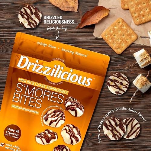 Drizzilicious Mini Rice Cakes S'mores - Rice Crisps, Healthy Snack for Adults and Kids, Flavored Rice Cakes, Vegan, Gluten Free, Allergen Free, Only 90 Calories Per Serving - 4oz (Pack of 2) thumbnail 5