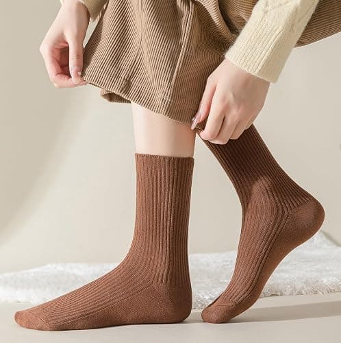 Flydo 6 Pack Women's Crew Socks - Cotton, Cute Casual Athletic Soft Aesthetic thumbnail 7