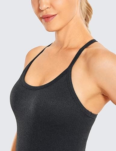 CRZ YOGA Seamless Workout Tank Tops for Women Racerback Athletic Camisole Sports Shirts with Built in Bra thumbnail 3