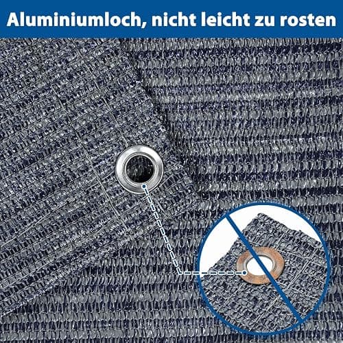 FIVMEN Tapis d'auvent - 400 x 600 cm - Tapis de camping - Antidérapant - Lavable - Avec trous - Piquets et sac de transport - Gris et bleu thumbnail 7