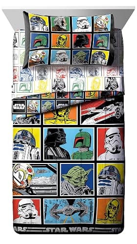 Jay Franco Star Wars Classic Grid 4 Piece Twin Bed Set - Includes Reversible Comforter & Sheet Set - Bedding Features Luke Skywalker - Super Soft Fade Resistant Microfiber thumbnail 7