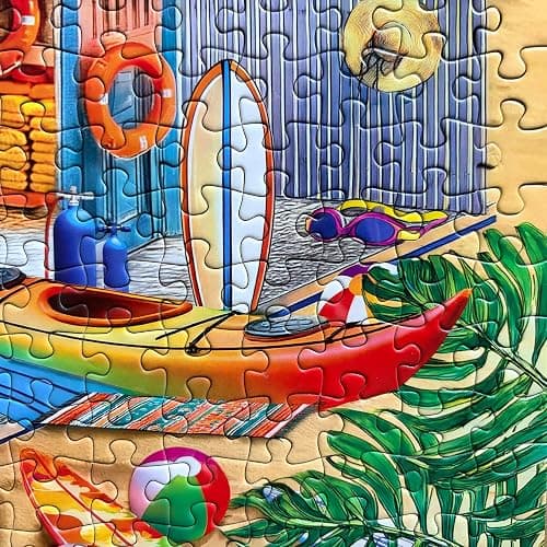 500 Piece Puzzles for Adults- Summer Beach Jigsaw Puzzle - Beach Surf Shop thumbnail 7
