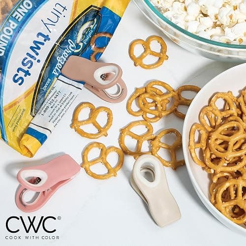 COOK WITH COLOR Bag Clips with Magnet- Food Clips, Chip Clips, Bag Clips for Food Storage with Airtight Seal Grip for Bread Bags, Snack Bags and Food Bags (Beige and Pink, Pack of 10) thumbnail 4