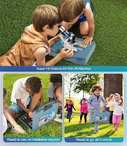 58-Piece Kids Microscope Kit - 100X-1200X Magnification Metal Microscope with LED Light & Slides, Portable Science Set with Carry Case, STEM Learning Toy for Kids Ages 5-12, Birthday Christmas Gift thumbnail 8