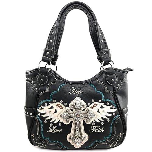 Zelris Faith Love Hope Cross Angel Wing Women Women Tote Purse - Image 1