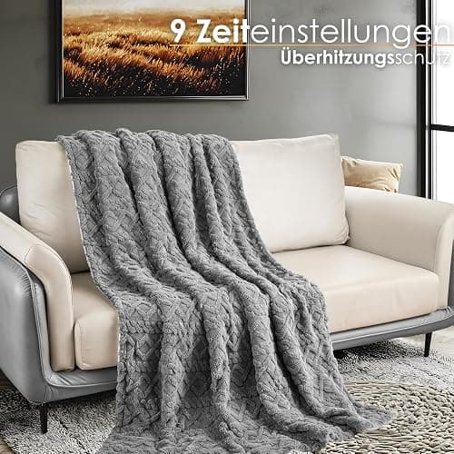 Heizdecke mit Abschaltautomatik Kuschelheizdecke 180x130cm elektrische Wärmedecke Kuscheldecke Bett Sofa Wärmezudecke Thermodecke Elektro-Wärmedecke Wärmebettdecke 9 Stufen bis 40°C waschbar thumbnail 4