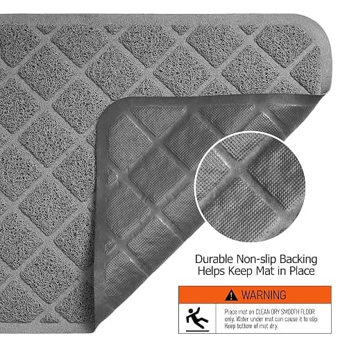 Conlun Cat Litter Mat Litter Trapping Mat, 24" x 17" Premium Durable PVC Grid Mesh with Scatter Control, Non-slip, Less Waste Cat Litter Box Mat, Soft on Kitty’s Paws, Urine Waterproof thumbnail 6