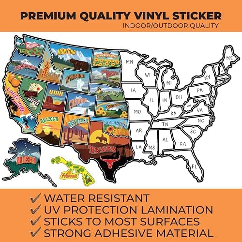 RV State Travel USA Map Vinyl Sticker - Camper Trailer Decals for Window with State Flag - Road Trip Map of America - Waterproof, UV Protection for Window, Door or Wall (Popular) thumbnail 4