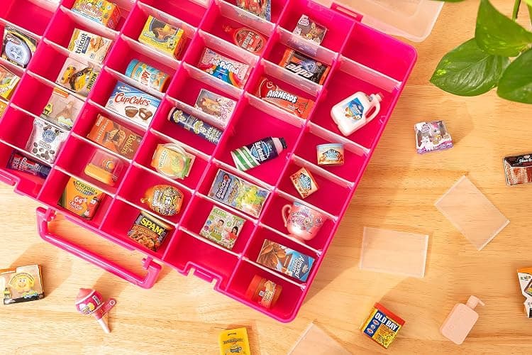 Plastic Toy Storage Case Compatible with Mini Brands Collector Toys, Shopkins, Real Littles, and LOL Surprise Series 1, 2, 3, 4, Collectible Minibrands Compartments for create masterchef (Pink) thumbnail 4