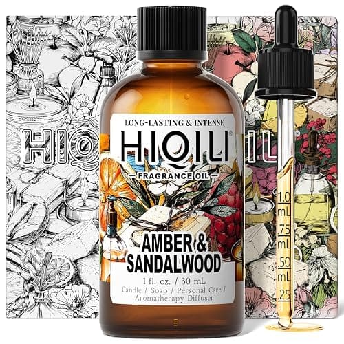 HIQILI Amber & Sandalwood Fragrance Oil for Diffuser, DIY Candle & Soap Making, Add to Body Lotion, Long-Lasting Scents - 1 Fl Oz - Image 1