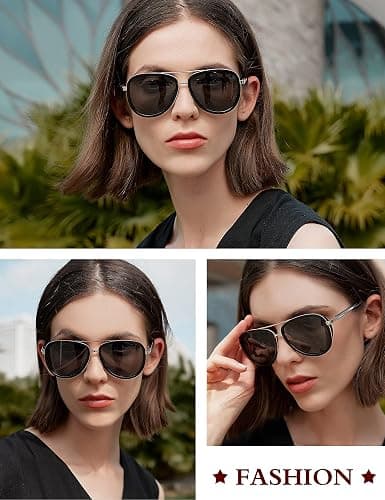 BIRCEN Polarized Sunglasses for Women UV - Protection Womens Retro Mirrored Shades with Acetate Frame BC2001 thumbnail 6