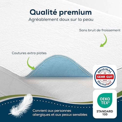 Sensalou Protège-Lit Imperméable Réutilisable 50x90 cm – Alèse Lavable Ultra Absorbante pour Incontinence, Bébé, Adulte, Senior – Protection Étanche 2400 ML/m² – Certifié Oeko-TEX & Dermatest 1 Pièce thumbnail 5