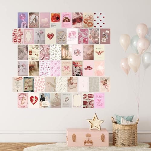 TwoDays Coquette Room Decor Aesthetic, Coquette Wall Collage Kit, 50pcs Coquette Posters (4" × 6"), Pink Room Decor Aesthetic, Vintage Prints. thumbnail 6
