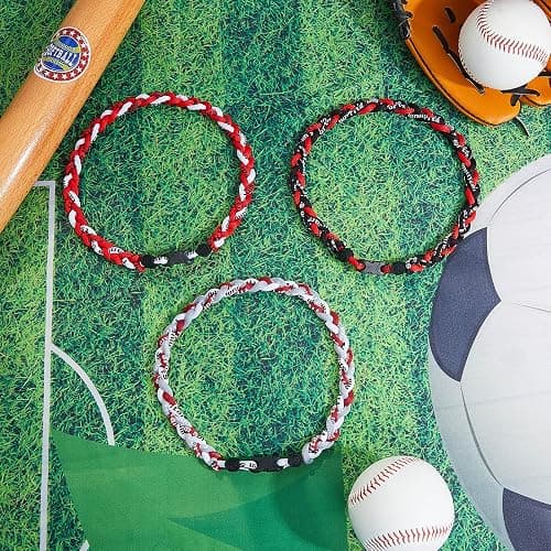 Junkin Baseball Necklaces Three Braided Rope Titanium Necklace for Team Gifts Boys Men Player Softball Fans Sports thumbnail 2