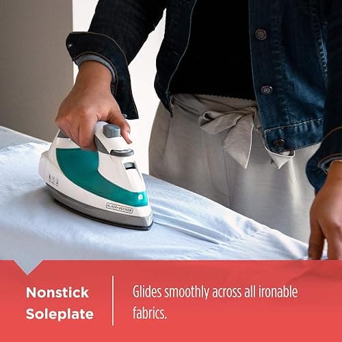 Black+Decker Lightweight Steam Iron for Clothing, Smart Steam Techology, Anti-Drip, Teal, 1200W, IR0820C thumbnail 5