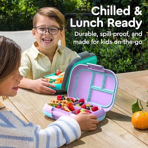 Bentgo Chill Kids Leak-Proof Lunch Box - 4-Compartment Bento Box with Built-In Ice Pack, 3.3 Cup Capacity, PFAS & BPA-Free, Microwave & Dishwasher Safe, Ideal Size for Ages 3 to 7 (Vivid Orchid) thumbnail 5