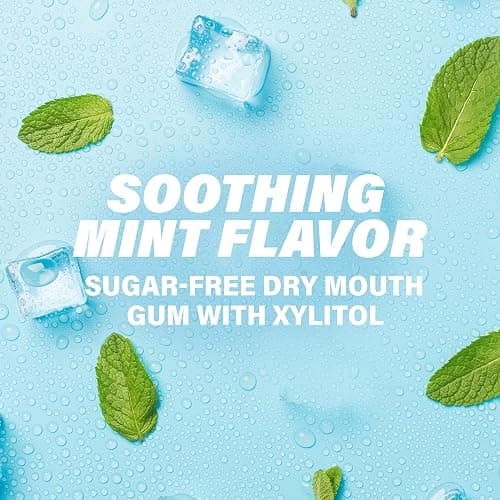 ACT Dry Mouth Moisturizing Gum, 20 Pieces, With Xylitol, Sugar Free Soothing Mint (Pack of 3) thumbnail 4