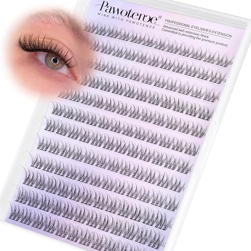 Pawotence Natural Lash Clusters Wispy Cluster Eyelash Extensions 144pcs Eyelash Clusters 9-12mm Individual Lashes Extension DIY Soft C Curved Lashes Clusters - Image 1