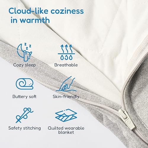 TotAha Toddler Sleep Sack 1.0 TOG for 2T-3T-4T, Soft Wearable Blanket Baby Sleep Bag with 2-Way Safe Zippers,Fluffy Extra Large Sleeping Sacks, Grey thumbnail 6