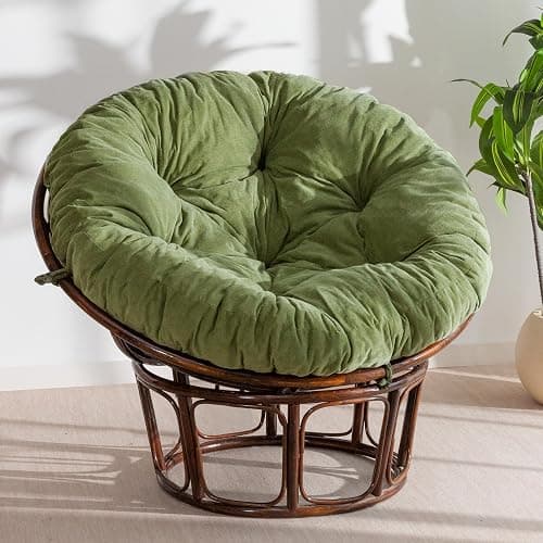 HIGOGOGO Papasan Chair Cushion with Thick Corduroy Cover (Without Chair), Soft Supportive Cushion, Green, 48 x 48 Inch - Image 1