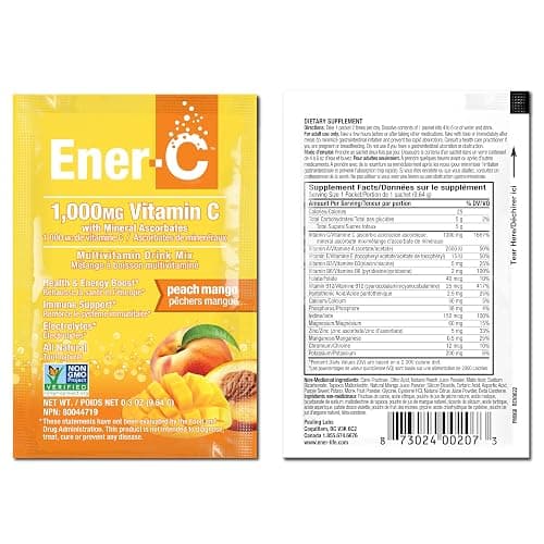 Ener-C Peach Mango Multivitamin Drink Mix Powder Vitamin C 1000mg & Electrolytes with Real Fruit Juice Natural Energy & Immune Support for Women & Men - Non-GMO Vegan & Gluten Free - 30 Count thumbnail 9