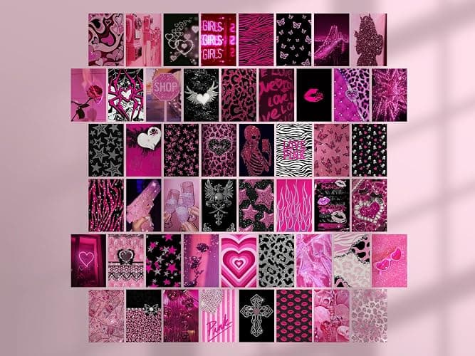 TwoDays Mcbling Room Decor Aesthetic Wall Collage Kit, Trashy Y2k Posters for Girls bedroom, 2000s Hot Pink Wall Art, Emo Baddie Prints for women Apartment.(Set of 50, 4" × 6") thumbnail 5