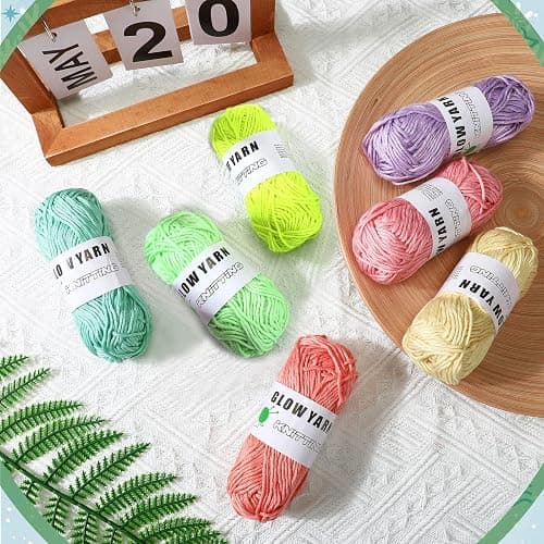 15 Rolls Glow in The Dark Yarn Luminous Knitting Crochet Yarn for Crocheting DIY Arts Glow in The Dark Party Supplies for DIY Arts Crafts Sewing, 820 yd Roll(Bright Color) thumbnail 2