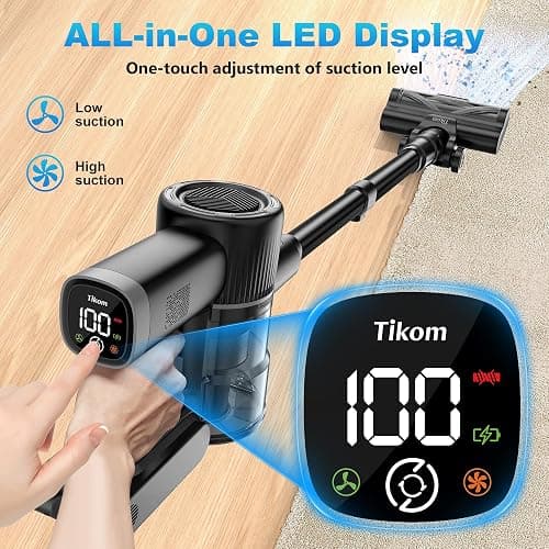 Tikom Cordless Vacuum Cleaner for Home, 40000Pa/450W Stick Vacuum with Charging Wall Dock, Anti-Tangle, Lightweight Handheld Vacuum for Pet Hair, Hard Floor, Carpet, V450 thumbnail 4