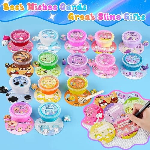 LAWOHO 15 Pack DIY Dessert Slime Kit for Kids - Super Soft, Non-Sticky & Crunchy Butter Slime, Creative Food Theme DIY Toy for Stress Relief, Party Favors, Christmas Birthday Goodie Bag Stuffers Gift thumbnail 6