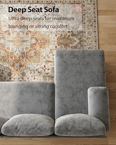 TROMIRY U-Shaped Sectional Couches for Living Room | 112 Inch Modern Sectional Couch | Light Grey Chenille Sofa with Double Chaise for Apartment thumbnail 5