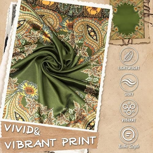 Vylxuxa Large Square Head Scarf Bandana - 35" Satin Hair Scarf for Women Like Silk Scarf Fashion Hair Wrapping thumbnail 7