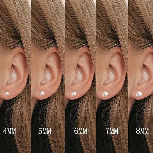 JINERA 5 Pairs Stud Earrings for Women 14K Plated Gold/Silver Pearl Ball Small Stud Earrings Set Cartilage Piercing Hypoallergenic Lightweight Flatback Earrings Jewelry Gifts for Women thumbnail 4