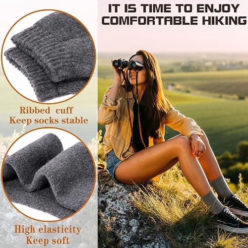 Sandsuced 5 Pack Merino Wool Boot Hiking Socks for Women Warm Winter Thick Thermal Cozy Work Soft Ladies Socks thumbnail 3