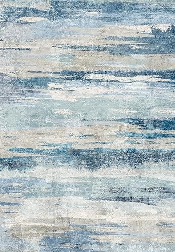 Area Rug 3x4 for Living Room: Indoor Modern Abstract Washable Rugs for Kitchen Bedroom Low Pile Non Slip Carpet for Nursery Office Ultra-Soft Foldable Home Decor Floor Mat for Bathroom 3x4 Blue - Image 1