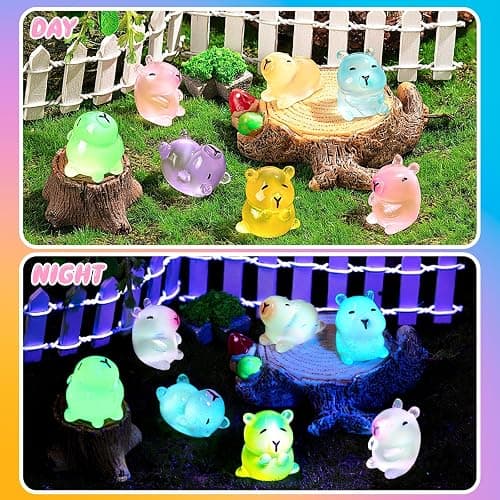 36PCS Luminous Mini Resin Capybara Miniature Capybara Figurines Glow in The Dark, Cute Tiny Capybaras Toys for Crafts Fairy Garden Landscape Capybaras Birthday Decorations (6 Style) thumbnail 5