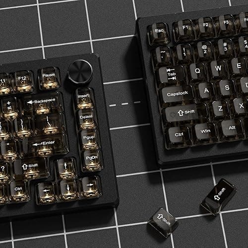 dagaladoo Black Clear keycaps for Mechanical Keyboard,Transparent MDA keycaps 60 75 100 Percent,Ceramic Jelly Key caps Set,Shine Through Key caps for Mx Switches Mechanical Keyboard(115key) thumbnail 3