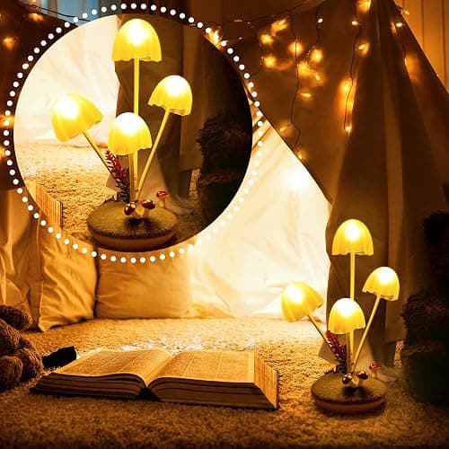 Mushroom Lamp Cute Night Light, Rechargeable Mushroom Decor Small Table Lamps, Dual-Colors Bedside Lights with Dimmable Remote & Timer, Gift for Kids Teen Girls Bedroom, Indoor Living Room Decorations thumbnail 3